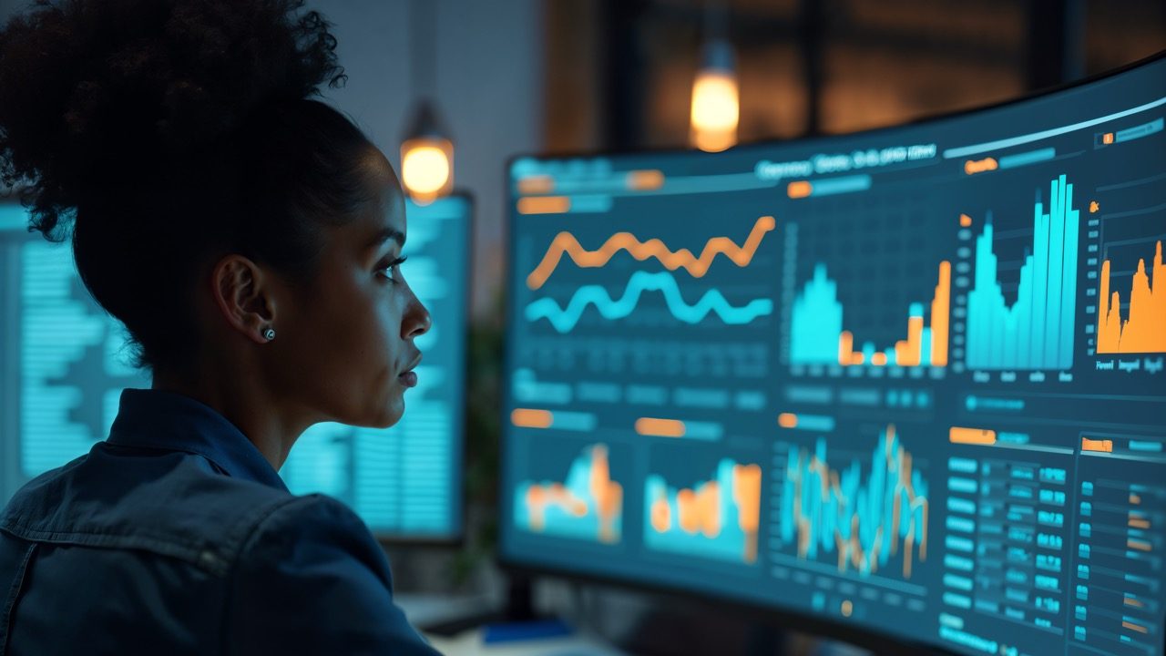 Data analytics training participant working with dashboards